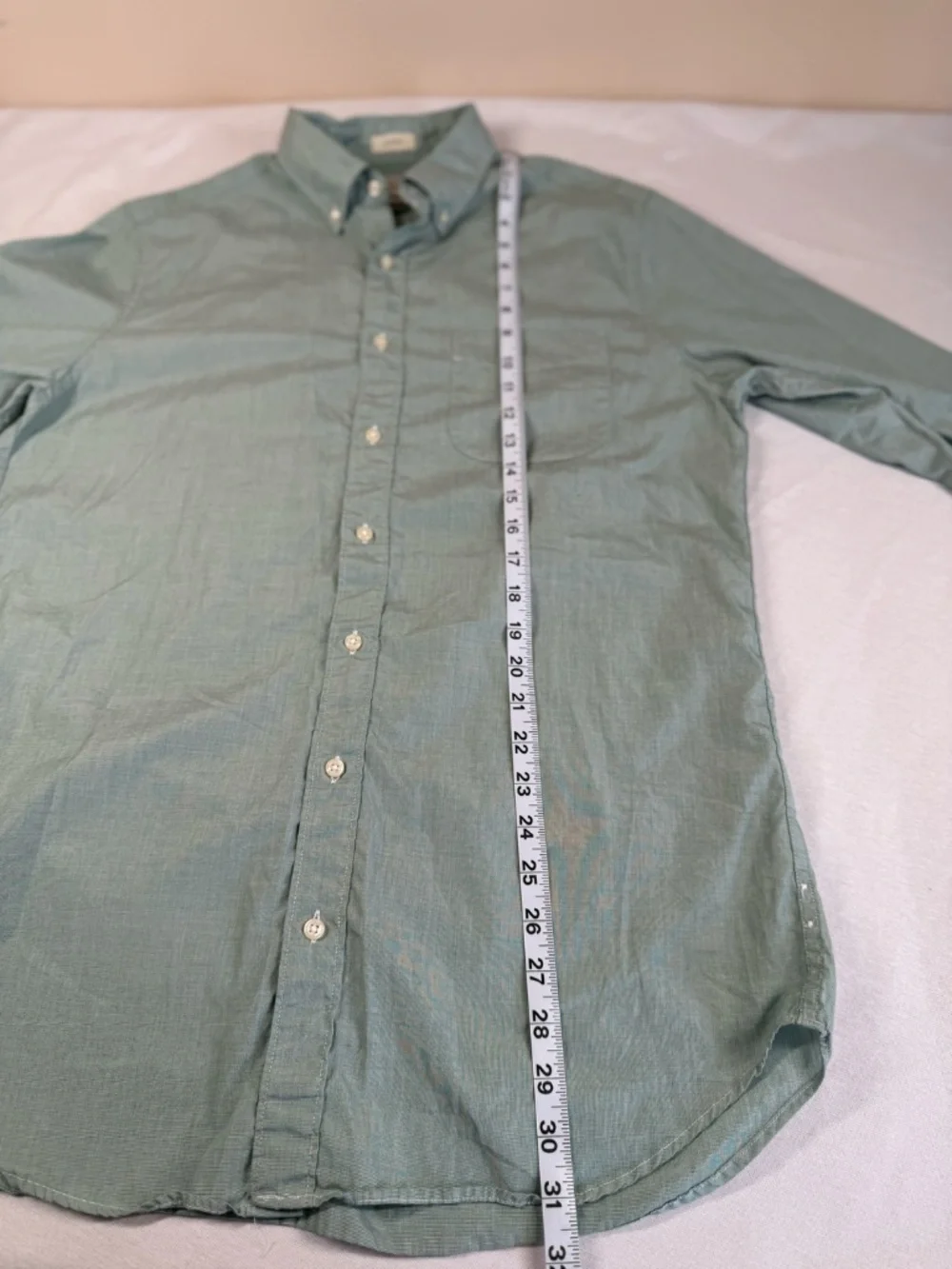 J. Crew Men's Button Up Long Sleeve 100% Cotton Shirt Size Medium - Green